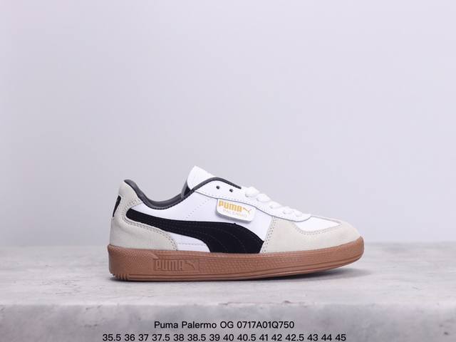 Puma Palermo Og经典休闲板鞋 彪马 防滑耐磨低帮德训板鞋 孔眼底座和脚趾凸起由绒面革材料制成 支持侧踏时的踏步工作 脚背和侧板采用尼龙网布 即使在