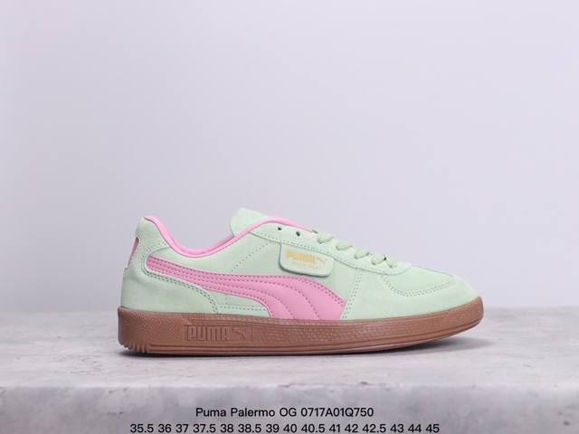 Puma Palermo Og经典休闲板鞋 彪马 防滑耐磨低帮德训板鞋 孔眼底座和脚趾凸起由绒面革材料制成 支持侧踏时的踏步工作 脚背和侧板采用尼龙网布 即使在