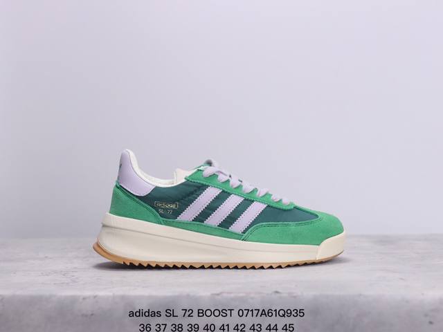 Adidas Sl 72 Boost 舒适防滑耐磨 低帮 休闲跑步鞋 男女同款 绿色 Xm0717Q935