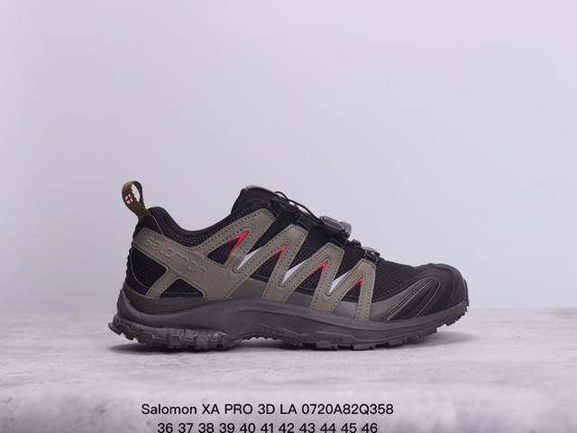 公司级salomon Xa Pro 3D La萨洛蒙户外越野跑鞋 鞋面采用sensifit贴合技术 全方位贴合包裹脚型 鞋跟部鞋底牵引设计 提供强大的抓地性能