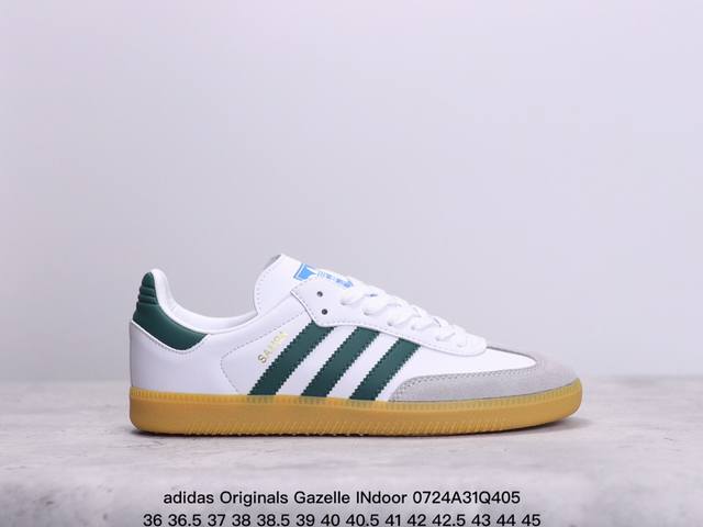 公司级adidas Originals Gazelle Indoor 三叶草休闲防滑耐磨低帮板鞋 鞋头出色设计 塑就出众贴合感 稳固的后跟贴合足部曲线设计 软弹