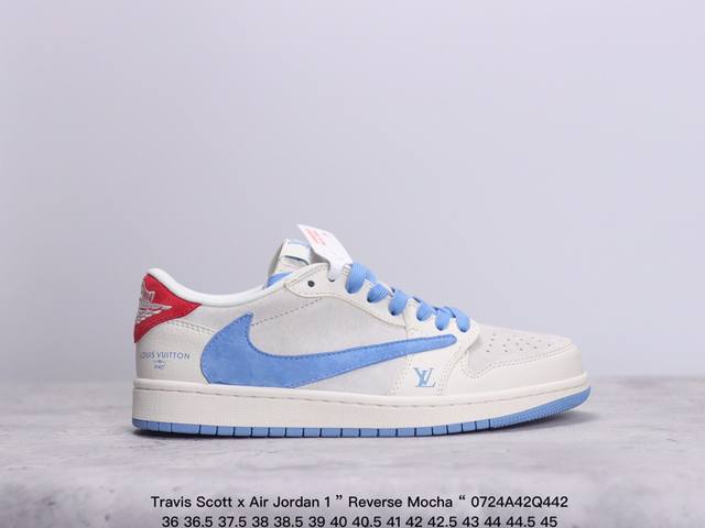 公司级aj1倒勾travis Scott X Air Jordan 1 ” Reverse Mocha “ Aj1乔1 Ts 闪电 联名倒钩 低帮文化篮球鞋 完