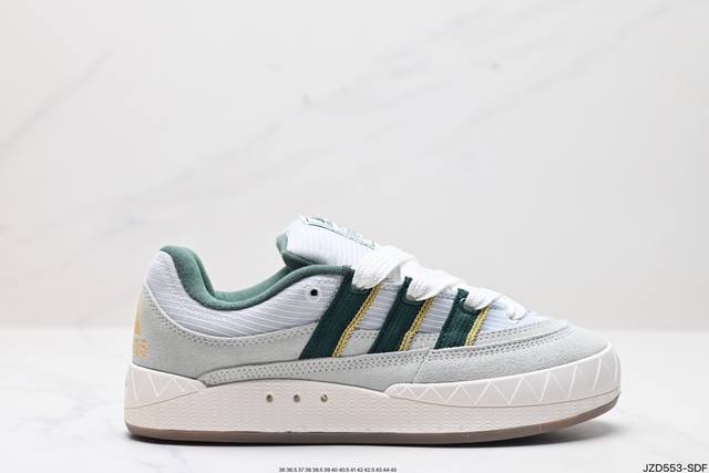 公司级adidas Adimatic Low 马蒂奇系列低帮 复古鲨鱼面包鞋运动休闲滑板板鞋 整个鞋面由色彩艳丽的麂皮制成 搭配品牌标志性大尺寸三条纹 Logo