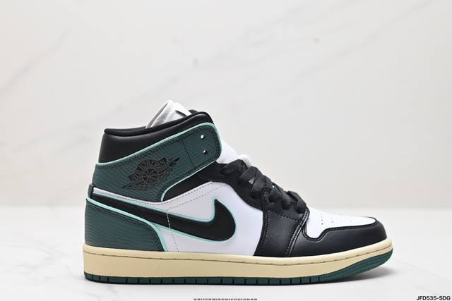 公司级耐克nike Air Jordan 1 Retro Mid Aj1乔丹一代中帮经典复古文化休闲运动篮球鞋 货号:Fq7818-100 尺码:36 36.5