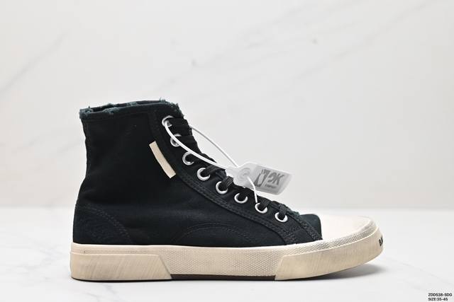 公司级balenciaga巴黎世家 Paris High Top Grafhti 棉质 高帮 系带做旧版 时尚板鞋 原版原装大盒 还原官方配置 货号:68875