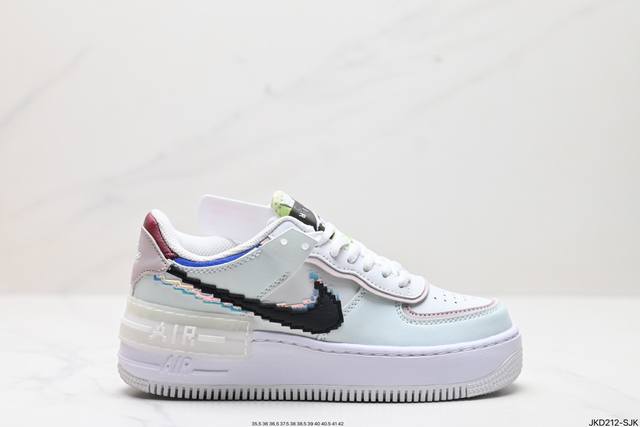 公司级耐克nike Wmns Air Force 1 Shadow全新少女系解构主义设计 马卡龙空军一号轻量增高低帮百搭板鞋 为经典设计注入玩味元素 分层结构