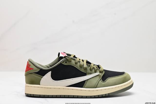 公司级aj1倒勾travis Scott X Air Jordan 1 ” Reverse Mocha “ Aj1乔1 Ts 闪电 联名倒钩 低帮文化篮球鞋 货