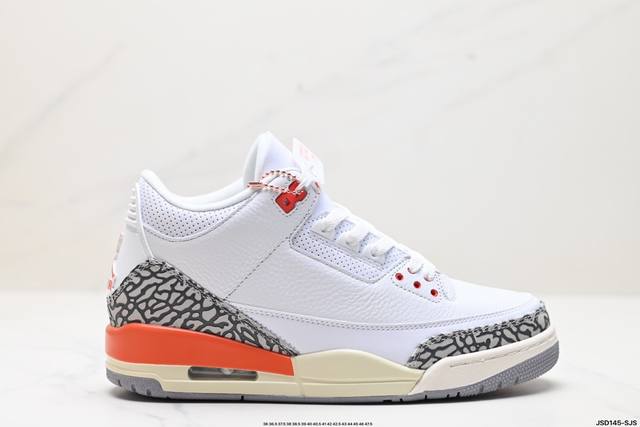 公司级nike Air Jordan 3 Retro皮革 潮流 防滑耐磨包裏性 中帮 复古篮球鞋 升级原楦原档案数据开发纸版楦型 采用同源纳帕头层皮革鞋面材质