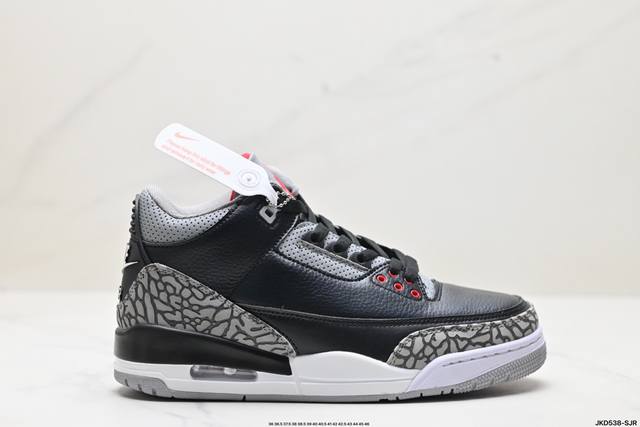 公司级nike Air Jordan 3 Retro皮革 潮流 防滑耐磨包裏性 中帮 复古篮球鞋 缜密拉帮及中底钢印细节 全新底模 货号:Da3595-100