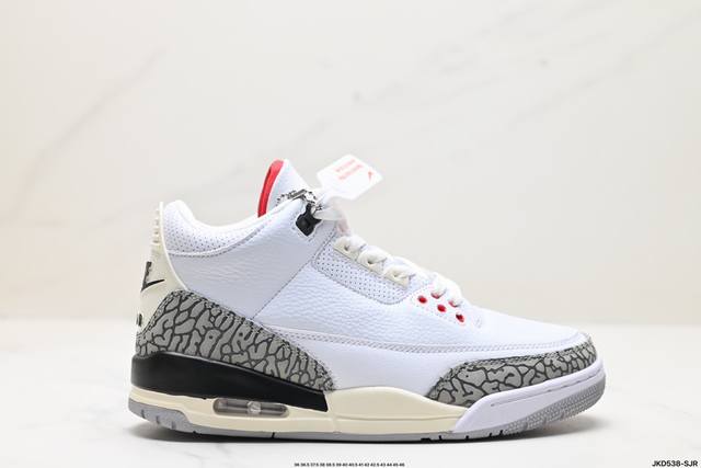 公司级nike Air Jordan 3 Retro皮革 潮流 防滑耐磨包裏性 中帮 复古篮球鞋 缜密拉帮及中底钢印细节 全新底模 货号:Da3595-100