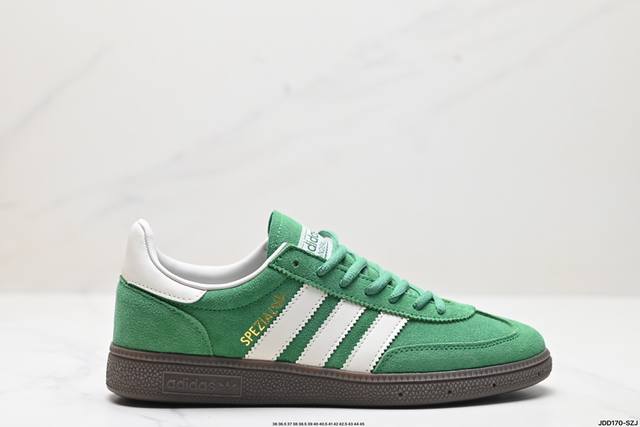 真标adidas Handball Spezial 阿迪达斯经典款 复古休闲板鞋 全鞋采用反毛皮制作 牛筋耐磨大底 承载青春情怀的板鞋 经典三条杠装饰鞋侧 品牌