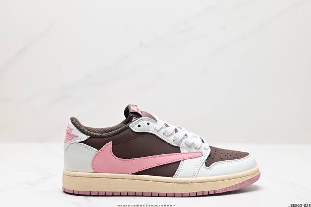 公司级aj1倒勾travis Scott X Air Jordan 1 ” Reverse Mocha “ Aj1乔1 Ts 闪电倒钩 低帮文化篮球鞋 完美品质