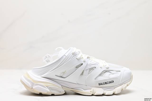 公司级balenciaga巴黎世家 Track Mule 1.0 皮革 包头拖鞋 官方全套配件鞋盒 鞋带 防尘纸配套齐全 货号:653813 W3C3 9000