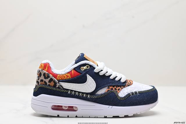 公司级nike Air Max 1 耐克气垫 缓震 耐磨运动鞋 鞋身材质均选择皮革 织物 麂皮多种材质覆盖 保证质感的前提下 层次感也相当不错 带有开窗式 Ai