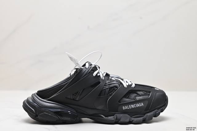 公司级balenciaga巴黎世家 Track Mule 1.0 皮革 包头拖鞋 官方全套配件鞋盒 鞋带 防尘纸配套齐全 货号:653813 W3Nb1 010 - 点击图像关闭