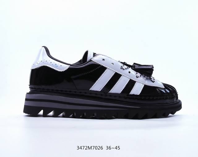 阿迪达斯 Clot X Adidas Originals Superstar 陈冠希全新设计 运动休闲厚底增高板鞋，鞋身整体以adidas经典的 Superst