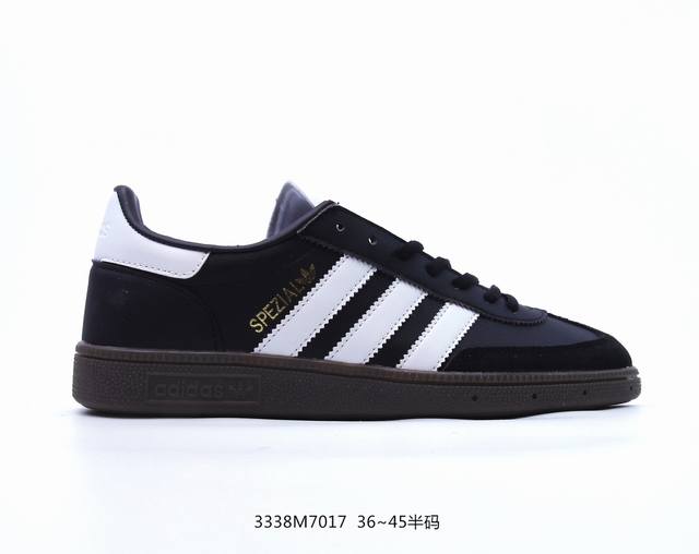 三叶草 Handball Spezial 1比1工匠精神 全鞋采用进口头层猪八制作 牛筋耐磨大底 承载青春情怀的板鞋，是现在潮男靓女上脚的大热鞋款 经典三条杠装