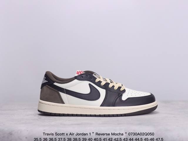 公司级aj1倒勾travis Scott X Air Jordan 1 ” Reverse Mocha “ Aj1乔1 Ts 闪电 联名倒钩 低帮文化篮球鞋 完