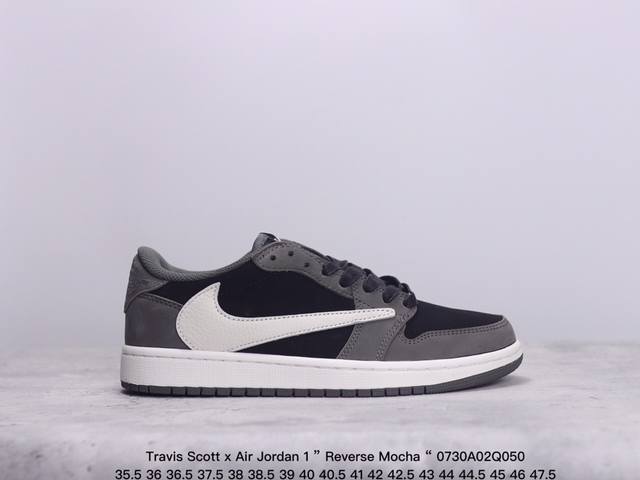 公司级aj1倒勾travis Scott X Air Jordan 1 ” Reverse Mocha “ Aj1乔1 Ts 闪电 联名倒钩 低帮文化篮球鞋 完