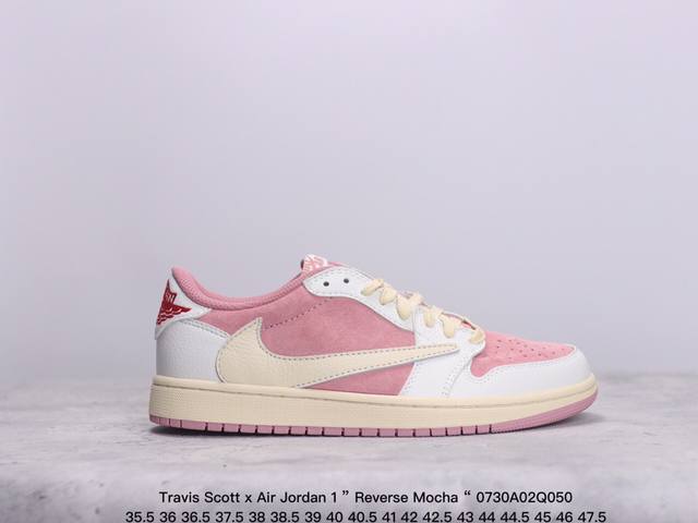 公司级aj1倒勾travis Scott X Air Jordan 1 ” Reverse Mocha “ Aj1乔1 Ts 闪电 联名倒钩 低帮文化篮球鞋 完