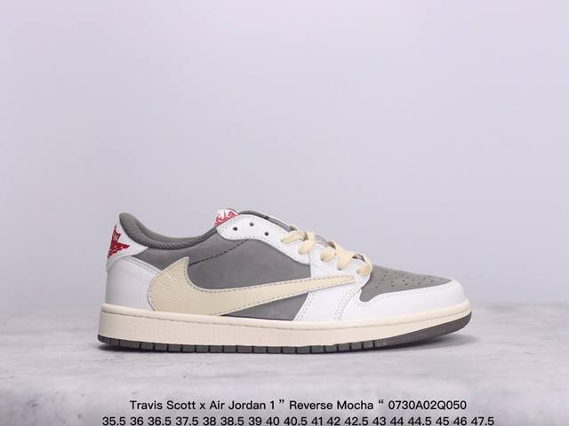 公司级aj1倒勾travis Scott X Air Jordan 1 ” Reverse Mocha “ Aj1乔1 Ts 闪电 联名倒钩 低帮文化篮球鞋 完