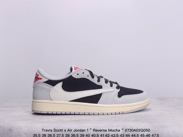 公司级aj1倒勾travis Scott X Air Jordan 1 ” Reverse Mocha “ Aj1乔1 Ts 闪电 联名倒钩 低帮文化篮球鞋 完