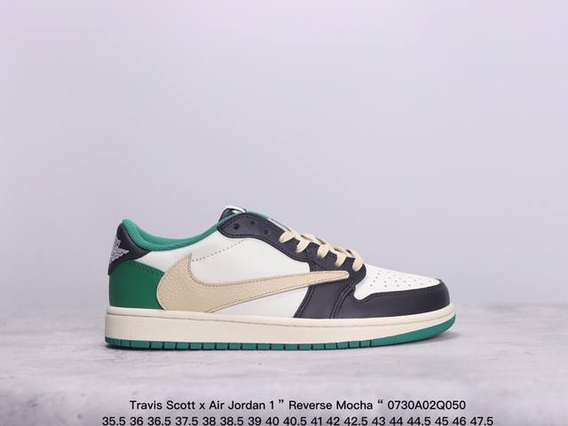 公司级aj1倒勾travis Scott X Air Jordan 1 ” Reverse Mocha “ Aj1乔1 Ts 闪电 联名倒钩 低帮文化篮球鞋 完