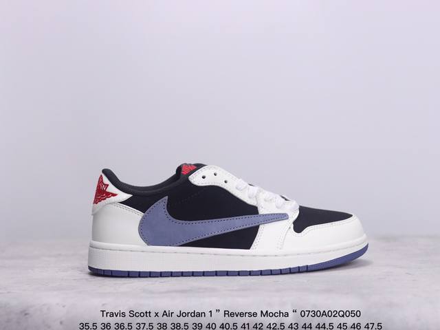 公司级aj1倒勾travis Scott X Air Jordan 1 ” Reverse Mocha “ Aj1乔1 Ts 闪电 联名倒钩 低帮文化篮球鞋 完