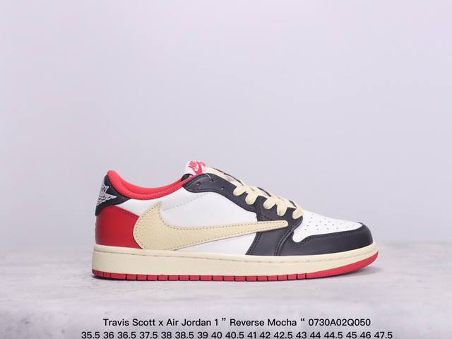 公司级aj1倒勾travis Scott X Air Jordan 1 ” Reverse Mocha “ Aj1乔1 Ts 闪电 联名倒钩 低帮文化篮球鞋 完