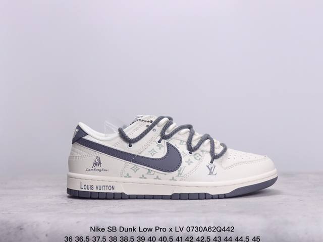 公司级 耐克 Nike Sb Dunk Low Pro X Lv 路易威登 联名复古低帮休闲运动滑板板鞋。采用脚感柔软舒适zoomair气垫，有效吸收滑板等极限