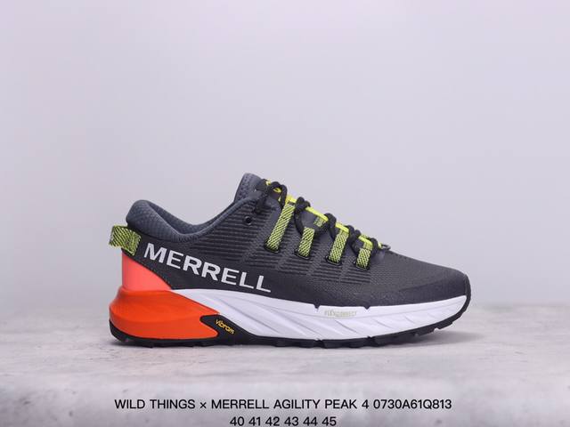 公司级wild Things × Merrell迈乐 Agility Peak 4 简约舒适蜂鸟户外 织物防滑耐磨透气 低帮 越野跑步鞋 货号:J500343