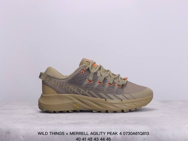 公司级wild Things × Merrell迈乐 Agility Peak 4 简约舒适蜂鸟户外 织物防滑耐磨透气 低帮 越野跑步鞋 货号:J500343