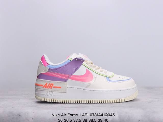 nike 耐克低帮板鞋 空军一号 Af1马卡龙 Af1厚底增高百搭运动板鞋 Nike Air Force 1 “Shadow” 造型设计上与 Sacai X N