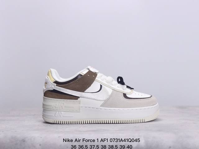 nike 耐克低帮板鞋 空军一号 Af1马卡龙 Af1厚底增高百搭运动板鞋 Nike Air Force 1 “Shadow” 造型设计上与 Sacai X N