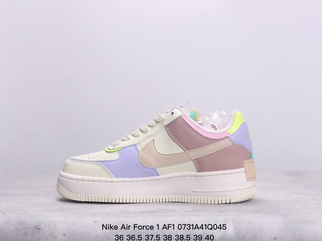 nike 耐克低帮板鞋 空军一号 Af1马卡龙 Af1厚底增高百搭运动板鞋 Nike Air Force 1 “Shadow” 造型设计上与 Sacai X N