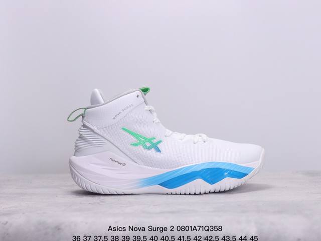 公司级亚瑟士日本专业跑鞋品牌 Asics Nova Surge 2 原标半码制#全新原装数据开发人体工学一体式轻质贾卡双层编织鞋面,针织高弹性鞋舌+贴合感鞋领结