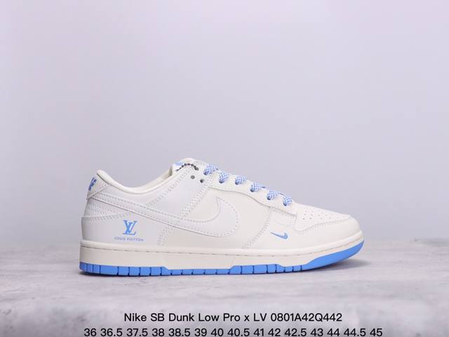 公司级 耐克 Nike Sb Dunk Low Pro X Lv 路易威登 联名复古低帮休闲运动滑板板鞋。采用脚感柔软舒适zoomair气垫，有效吸收滑板等极限