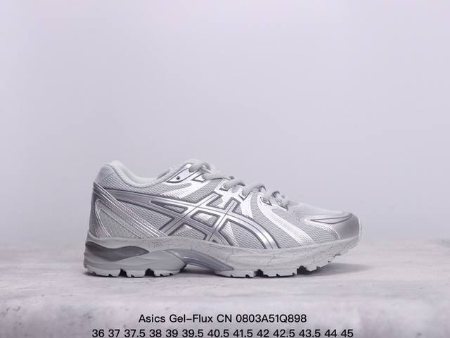 公司级亚瑟士asics Gel-Flux Cn 运动休闲透气专业跑 鞋 进口双层丝纤维工程网布鞋面 轻量舒适透 气材质中底3D可视gel缓震胶效果 升級flyt