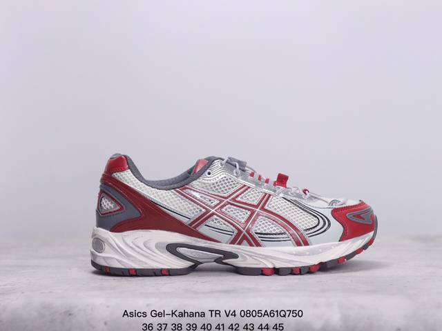 asics Gel-Kahana Tr V4 阿斯克斯 V4 低帮 银白色 户外机能减震防滑低邦生活休闲鞋男女同款 鞋面采用耐磨的合成皮革和透气网布材质，该鞋的