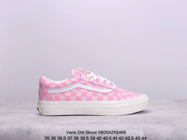 vans Old Skool 蜜桃粉棋盘格 范斯官方 休闲帆布硫化鞋 减龄可爱蜜桃粉 春日出街必备 货号：Vn0A7Q2Jzy2 尺码：35 36 36.5 3