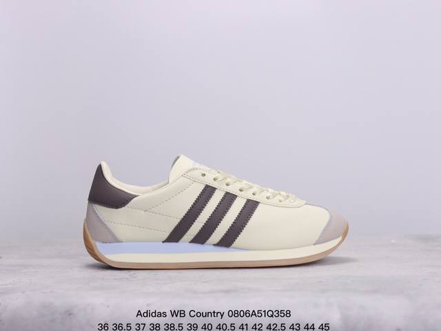 公司级阿迪达斯 Adidas Wb Country 生胶底 秀气大方的鞋型 气质修身。以现代设计融合复古跑步和足球风，采用锦纶和绒面革鞋面，灵感源自70年代 C