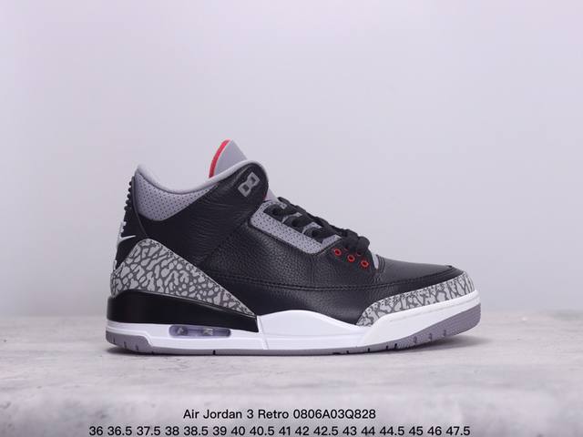 公司级air Jordan 3 Retro 复刻白水泥 Aj3 乔丹3代 Aj3 乔3 经典复刻白水泥 乔丹篮球鞋系列 鞋身以白色为主调，采用优质皮革材质搭配鞋