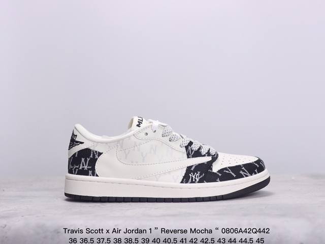 公司级aj1倒勾travis Scott X Air Jordan 1 ” Reverse Mocha “ Aj1乔1 Ts 闪电 联名倒钩 低帮文化篮球鞋 完