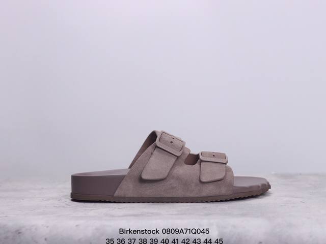 德国百年知名鞋履品牌 博肯birkenstock 勃肯拖鞋系列凉拖鞋休闲沙滩凉鞋 广东原产#采用质地柔软牛皮革 中底搭载缓震软木橡胶 外置eva轻量片装外底。