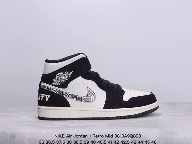 真标nike Air Jordan 1 Retro Mid Aj1乔丹一代中帮经典复古文化休闲运动篮球鞋 货号:852542-010 xm0810Q898