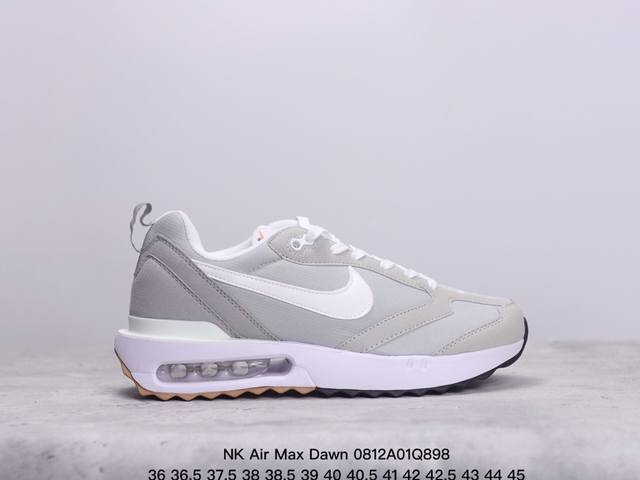 nk Air Max Dawn 黎明系列低帮气垫百搭休闲运动慢跑鞋 采用柔软翻毛皮和透气梭织材料打造利落鞋面 中底和鞋跟融入现代感线条设计 兼具复古风格与时尚魅