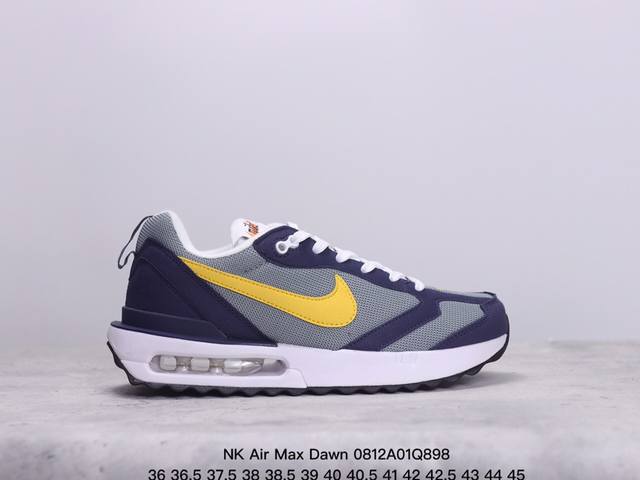 nk Air Max Dawn 黎明系列低帮气垫百搭休闲运动慢跑鞋 采用柔软翻毛皮和透气梭织材料打造利落鞋面 中底和鞋跟融入现代感线条设计 兼具复古风格与时尚魅