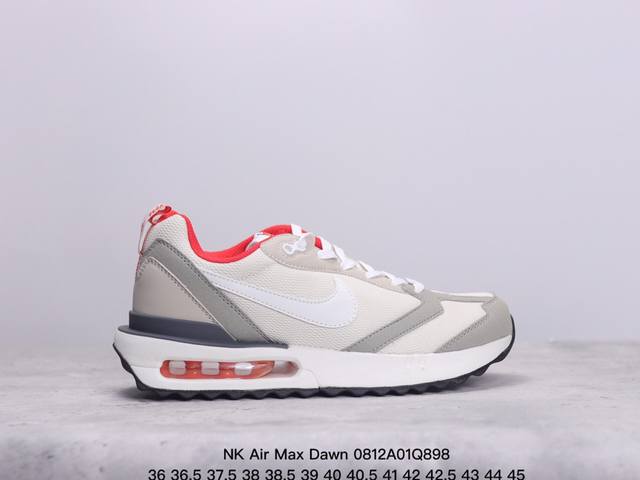 nk Air Max Dawn 黎明系列低帮气垫百搭休闲运动慢跑鞋 采用柔软翻毛皮和透气梭织材料打造利落鞋面 中底和鞋跟融入现代感线条设计 兼具复古风格与时尚魅