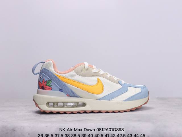 nk Air Max Dawn 黎明系列低帮气垫百搭休闲运动慢跑鞋 采用柔软翻毛皮和透气梭织材料打造利落鞋面 中底和鞋跟融入现代感线条设计 兼具复古风格与时尚魅