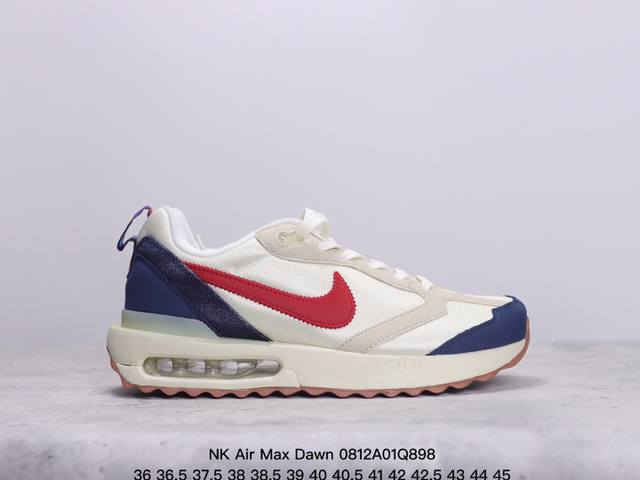 nk Air Max Dawn 黎明系列低帮气垫百搭休闲运动慢跑鞋 采用柔软翻毛皮和透气梭织材料打造利落鞋面 中底和鞋跟融入现代感线条设计 兼具复古风格与时尚魅